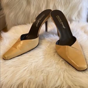 Charles David Beige Leather Mules 8.5 B